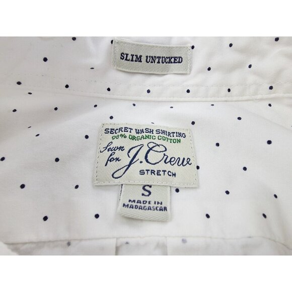 J. Crew Slim Untucked Size Small Mens White Black Polka Dots Button Down Shirt - Picture 4 of 11